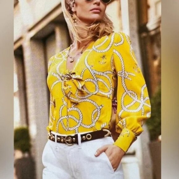 CAbi Tops - CAbi Reef Knot Blouse Sunny Ropes